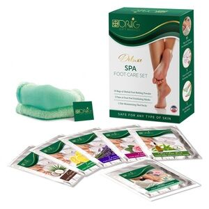 Foot Bath Mask Spa Set for 10 Bags of Bathing Powder, 5 Peel Mask, 1 Heel Sock